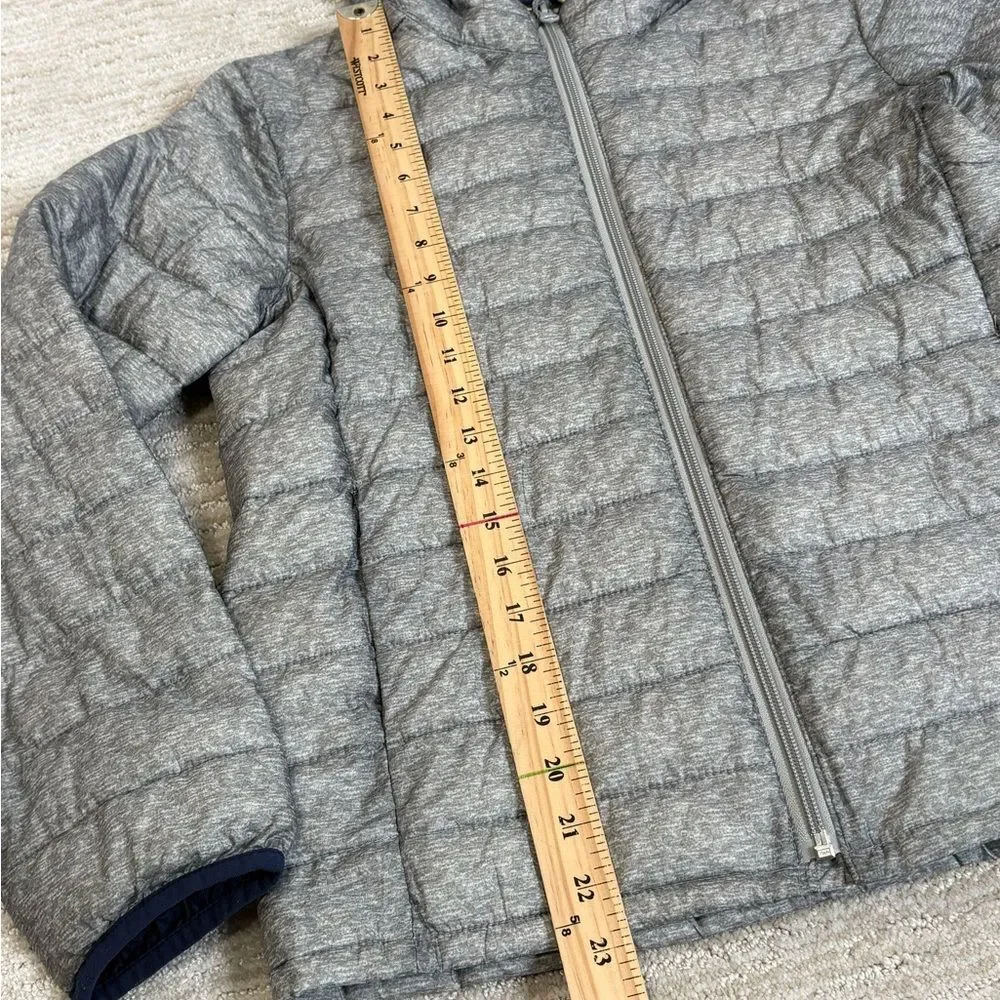 GAP Kids Primaloft Ligthweight Hooded Puffer Zip Jacket Boys Size XL Grey & Navy